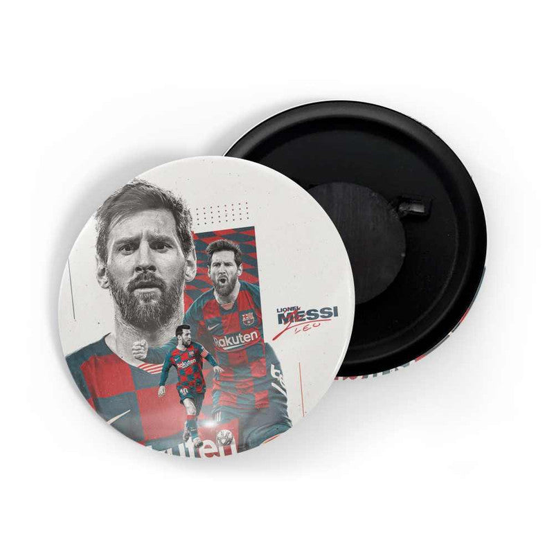 dhcrafts Round Fridge Magnet White color Lionel Messi D2 Glossy Finish Design Pack of 1 (75 mm)